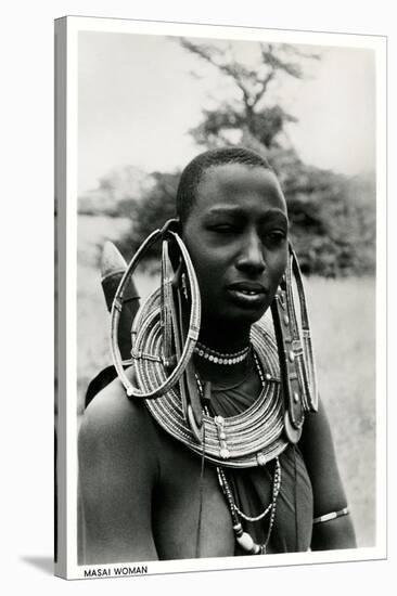 Masai Woman with Ear Hoops-null-Stretched Canvas