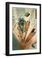 Masakiyo Blown Up by a Land Mine at Kawanakajima, C.1848-Kuniyoshi Utagawa-Framed Giclee Print