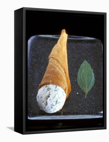 Mascarpone and Basil Ice Cream in Wafer Cone-Jean Cazals-Framed Stretched Canvas