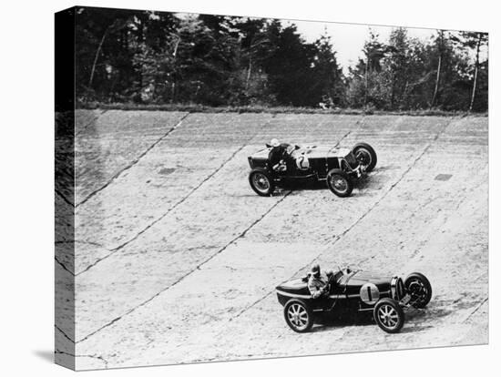 Maserati and Bugatti in Action at Brooklands, Surrey, 1933-null-Stretched Canvas