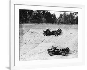 Maserati and Bugatti in Action at Brooklands, Surrey, 1933-null-Framed Photographic Print