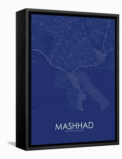 Mashhad, Iran, Islamic Republic of Blue Map-null-Framed Stretched Canvas