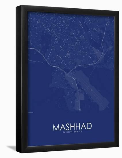 Mashhad, Iran, Islamic Republic of Blue Map-null-Framed Poster