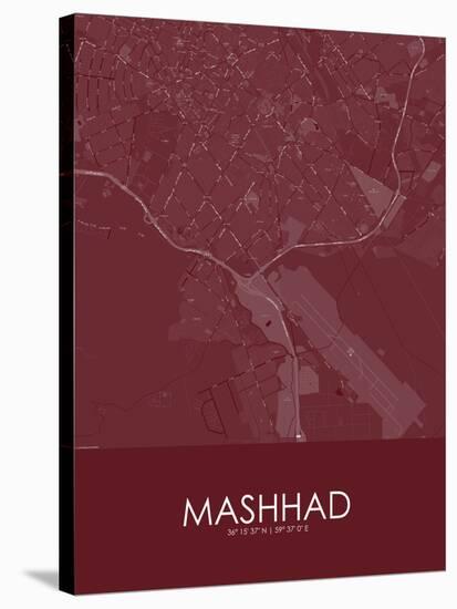 Mashhad, Iran, Islamic Republic of Red Map-null-Stretched Canvas