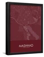 Mashhad, Iran, Islamic Republic of Red Map-null-Framed Poster