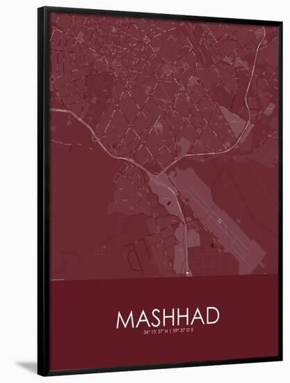 Mashhad, Iran, Islamic Republic of Red Map-null-Framed Poster