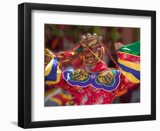 Mask Dance Celebrating Tshechu Festival at Wangdue Phodrang Dzong, Wangdi, Bhutan-Keren Su-Framed Photographic Print