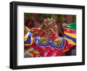 Mask Dance Celebrating Tshechu Festival at Wangdue Phodrang Dzong, Wangdi, Bhutan-Keren Su-Framed Photographic Print