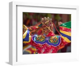 Mask Dance Celebrating Tshechu Festival at Wangdue Phodrang Dzong, Wangdi, Bhutan-Keren Su-Framed Photographic Print