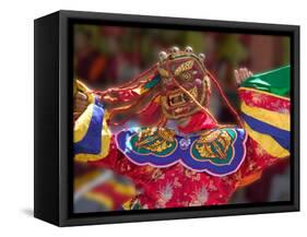 Mask Dance Celebrating Tshechu Festival at Wangdue Phodrang Dzong, Wangdi, Bhutan-Keren Su-Framed Stretched Canvas
