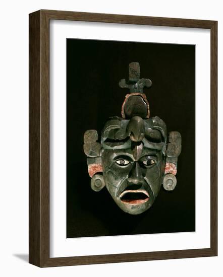 Mask in Jade and Shell Mosaic, Mayan Early Classical period 300-600 AD, Tikal, Guatemala-null-Framed Photographic Print