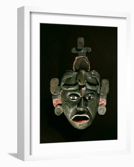 Mask in Jade and Shell Mosaic, Mayan Early Classical period 300-600 AD, Tikal, Guatemala-null-Framed Photographic Print