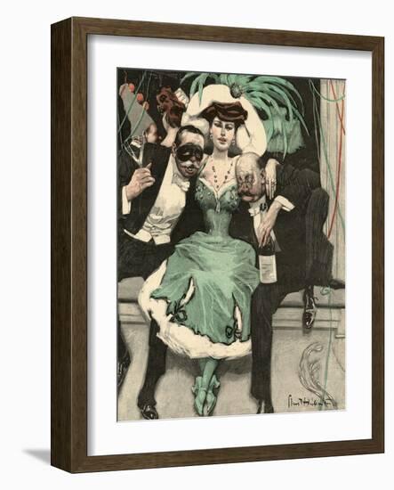 Masked Ball, Green Dress-Ernst Heilemann-Framed Art Print