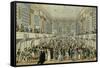 Masked Ball in Ballroom of Hofburg Palace in Vienna, Watercolour by J Schutz-null-Framed Stretched Canvas