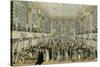 Masked Ball in Ballroom of Hofburg Palace in Vienna, Watercolour by J Schutz-null-Stretched Canvas