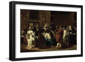 Masked Ball with Ladies and Gentlemen in Carnival Costume, Grand Hall of Ridotto in Palazzo Dandalo-Giovanni Antonio Guardi-Framed Giclee Print