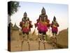Masked Ceremonial Dogon Dancers, Sangha, Dogon Country, Mali-Gavin Hellier-Stretched Canvas