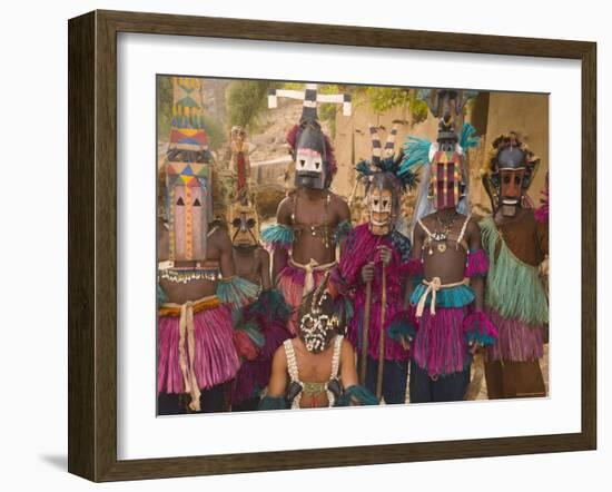 Masked Ceremonial Dogon Dancers, Sangha, Dogon Country, Mali-Gavin Hellier-Framed Photographic Print