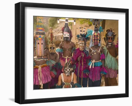 Masked Ceremonial Dogon Dancers, Sangha, Dogon Country, Mali-Gavin Hellier-Framed Photographic Print