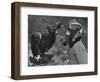 Masked Child Looking at Eagle-null-Framed Photographic Print