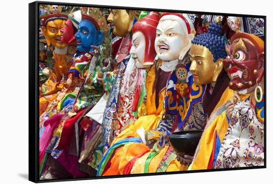 Masked Dancers at Festival, Keno Gompa Monastery, Tagong, China-Peter Adams-Framed Stretched Canvas