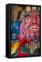 Masked Dancers at Tibetan Buddhist Monastery, Xinglong, Sichuan, China-Peter Adams-Framed Stretched Canvas