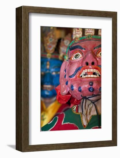 Masked Dancers at Tibetan Buddhist Monastery, Xinglong, Sichuan, China-Peter Adams-Framed Photographic Print