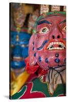 Masked Dancers at Tibetan Buddhist Monastery, Xinglong, Sichuan, China-Peter Adams-Stretched Canvas