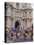 Masked dancers, Fiesta de la Virgen de la Soledad, Basilica of Our Lady of Solitude, Oaxaca, Mexico-Melissa Kuhnell-Stretched Canvas