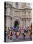 Masked dancers, Fiesta de la Virgen de la Soledad, Basilica of Our Lady of Solitude, Oaxaca, Mexico-Melissa Kuhnell-Stretched Canvas