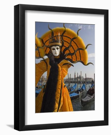 Masked Face and Costume at the Venice Carnival, Venice, Italy-Christian Kober-Framed Premium Photographic Print