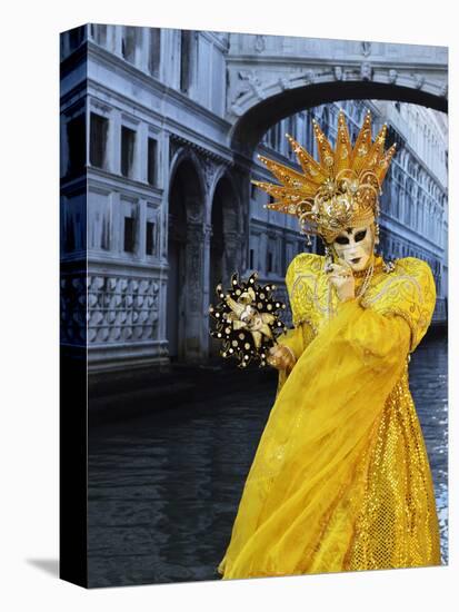 Masked Figure in Costume at the 2012 Carnival, with Ponte Di Sospiri in the Background, Venice, Ven-Jochen Schlenker-Stretched Canvas