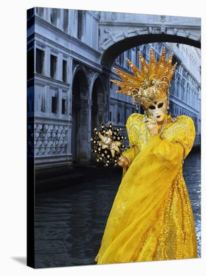 Masked Figure in Costume at the 2012 Carnival, with Ponte Di Sospiri in the Background, Venice, Ven-Jochen Schlenker-Stretched Canvas