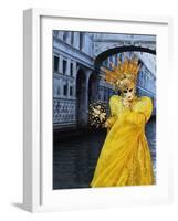 Masked Figure in Costume at the 2012 Carnival, with Ponte Di Sospiri in the Background, Venice, Ven-Jochen Schlenker-Framed Photographic Print