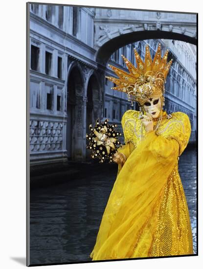 Masked Figure in Costume at the 2012 Carnival, with Ponte Di Sospiri in the Background, Venice, Ven-Jochen Schlenker-Mounted Photographic Print