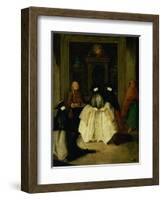 Masked Figures in a Venetian Coffee House-Pietro Longhi-Framed Giclee Print