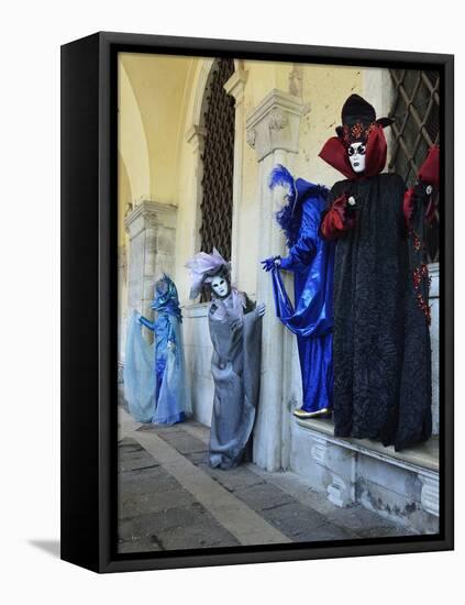 Masked Figures in Costume at the 2012 Carnival, Venice, Veneto, Italy, Europe-Jochen Schlenker-Framed Stretched Canvas