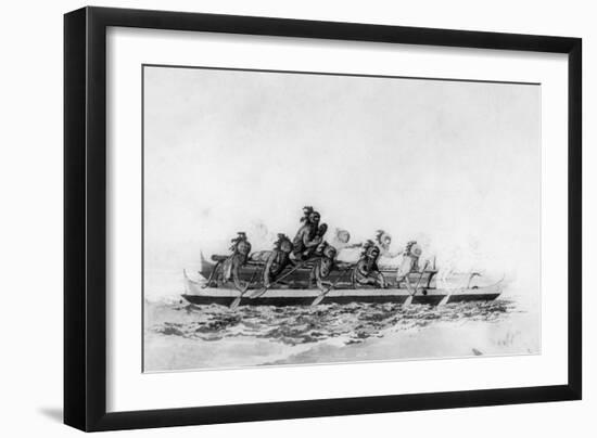 Masked Hawaiians in a Double Canoe, C1770-1793-John Webber-Framed Premium Giclee Print