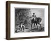 Masked Highwayman on Horseback Robs a Pedestrian-null-Framed Photographic Print