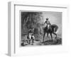 Masked Highwayman on Horseback Robs a Pedestrian-null-Framed Photographic Print