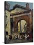 Masked People at the Portico of Octavia in Rome, Italy, 19th Century-null-Stretched Canvas