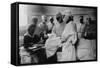 Masked Surgeons Operate While a Nurse Administers Ether, Ca. 1920-null-Framed Stretched Canvas