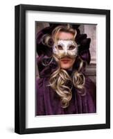 Masked Woman, Venice Carnival, Italy-Kristin Piljay-Framed Photographic Print