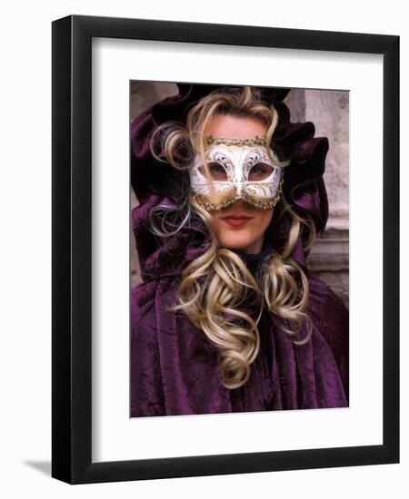 Masked Woman, Venice Carnival, Italy-Kristin Piljay-Framed Photographic Print