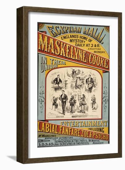 Maskelyne and Cooke's Entertainment at the Egyptian Hall in 1879. England's Home Of Mystery-Henry Evanion-Framed Giclee Print