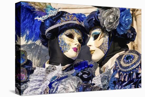 Masks at the Venice Carnival in St. Mark's Square, Venice, Veneto, Italy, Europe-Marco Brivio-Stretched Canvas