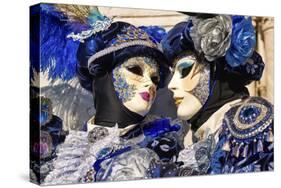 Masks at the Venice Carnival in St. Mark's Square, Venice, Veneto, Italy, Europe-Marco Brivio-Stretched Canvas