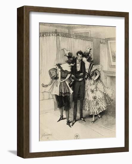 Masks, Drawing-Paul Gavarni-Framed Giclee Print