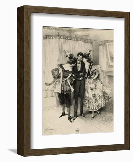 Masks, Drawing-Paul Gavarni-Framed Giclee Print