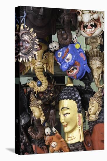 Masks on Sale in a Shop in Kathmandu, Nepal, Asia-John Woodworth-Stretched Canvas